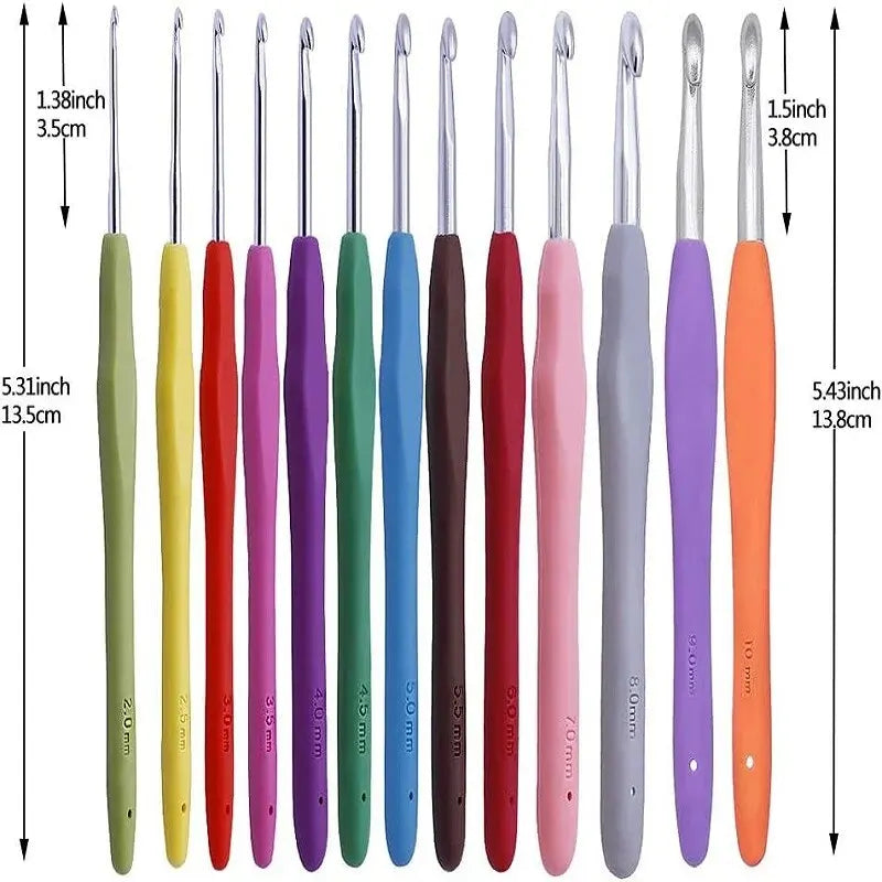 Multicolor Crochet Hooks Kit with Stitch Marker and Pencil Case