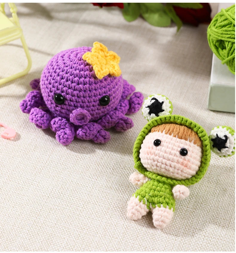 Green Dinosaur Crochet Kit - DIY Handmade Crochet Set