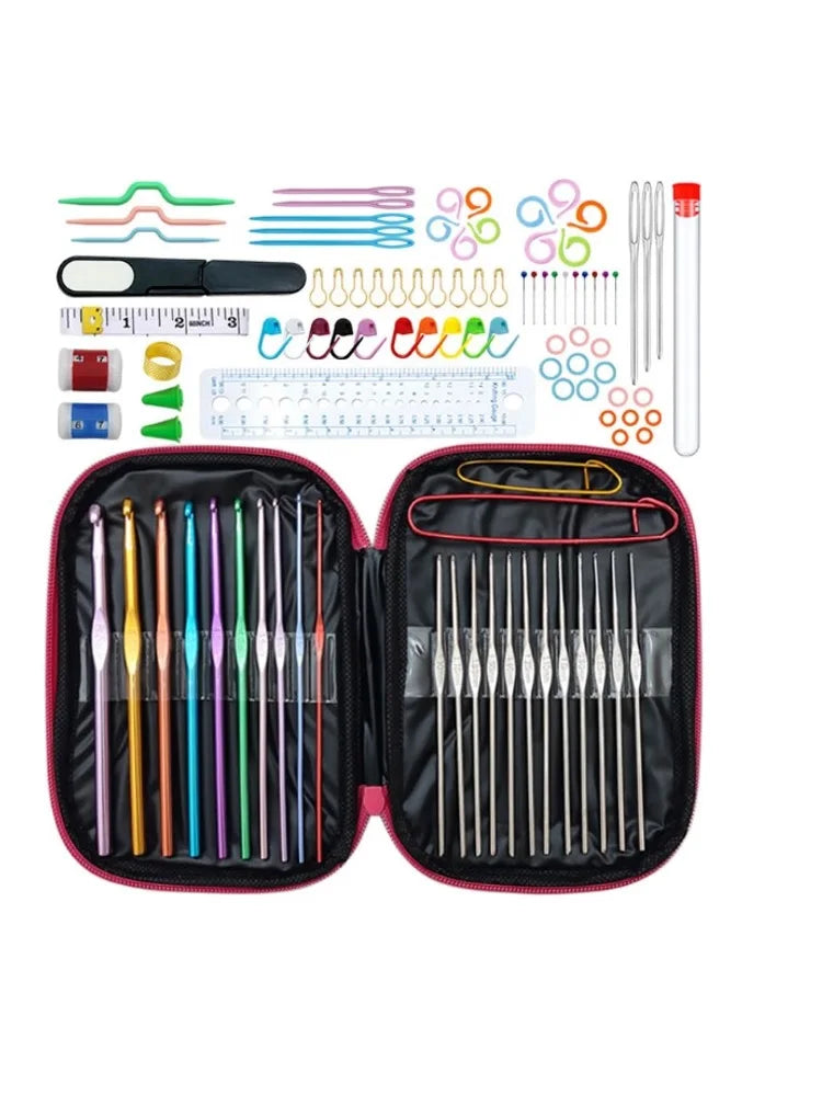 100 Piece Crochet Kit - Complete Aluminum Needle Set