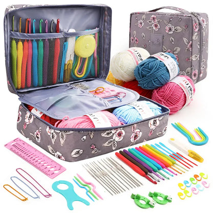 Portable 59Pcs Crochet Knitting Kit with Storage