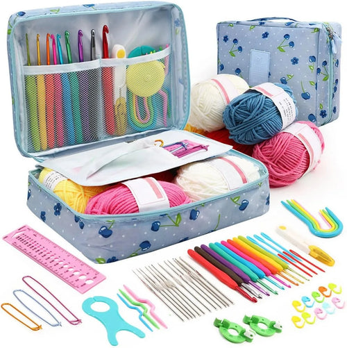 Portable 59Pcs Crochet Knitting Kit with Storage