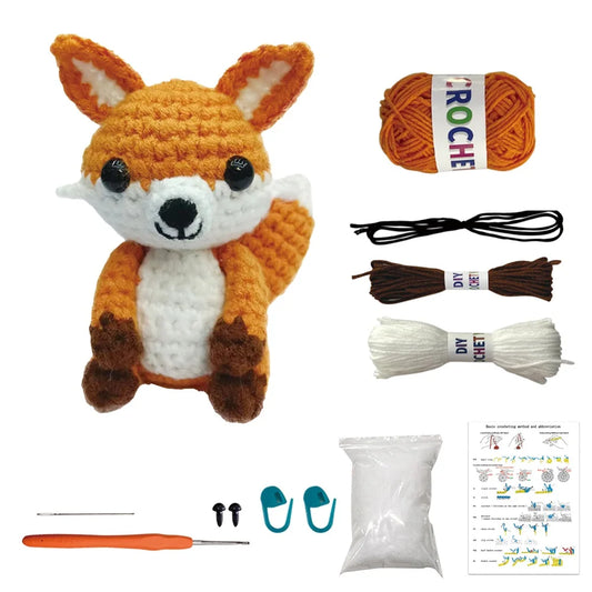 Orange Fox Crochet Kit - DIY Plush Doll Craft Set