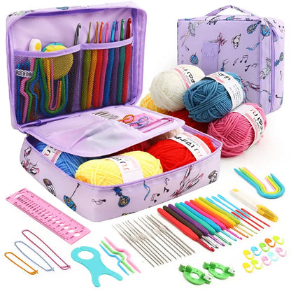 Portable 59Pcs Crochet Knitting Kit with Storage