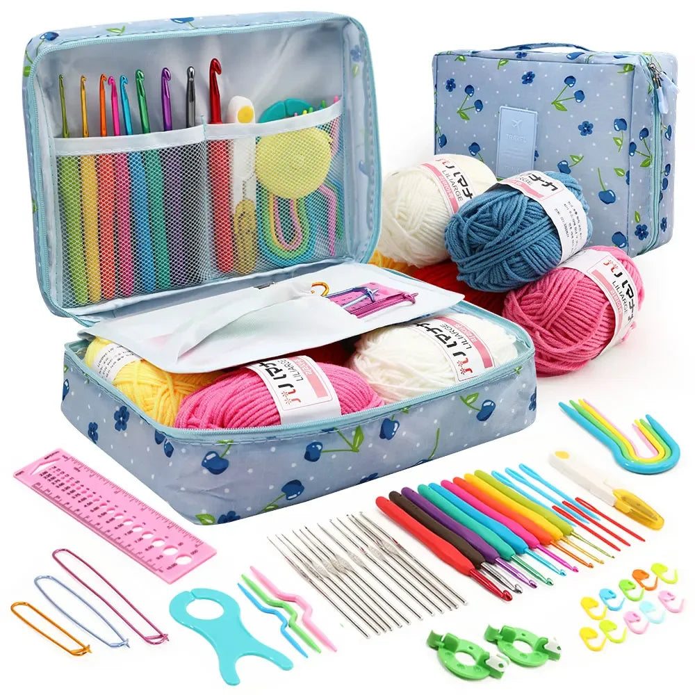 Portable 59Pcs Crochet Knitting Kit with Storage