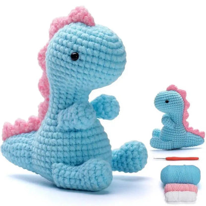 Orange Dinosaur Crochet Kit - DIY Wool Craft Set