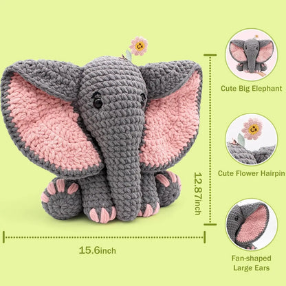 Elephant Crochet Kit - DIY Knitting Set for Beginners