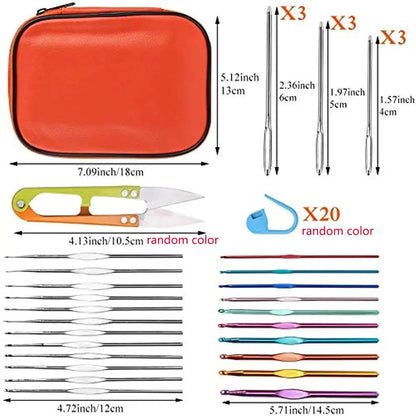 KRABALL 54PCS Ergonomic Crochet Needles Set with Storage Case