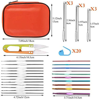 KRABALL 54PCS Ergonomic Crochet Needles Set with Storage Case