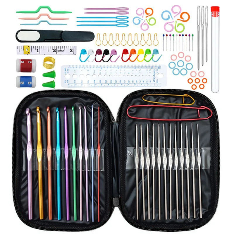 100 Piece Crochet Kit - Complete Aluminum Needle Set