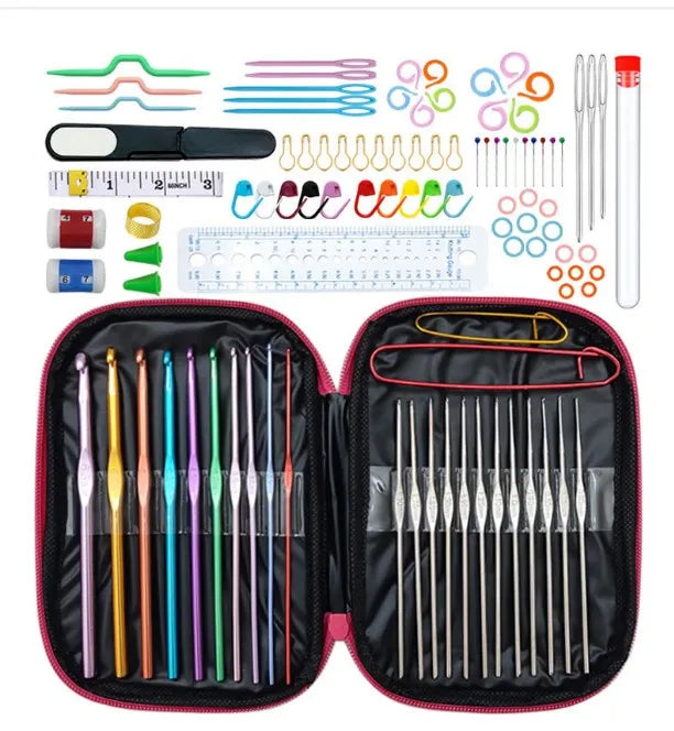 100 Piece Crochet Kit - Complete Aluminum Needle Set