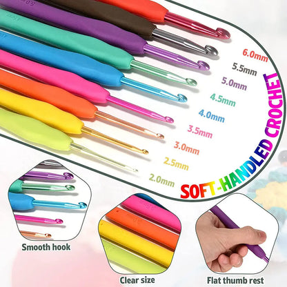 79Pcs Ergonomic Crochet Hook Set with Yarn and Knitting Needles