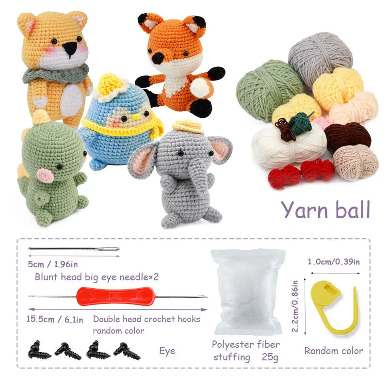 Animal Crochet Kit Bundle - DIY Plush Doll Set