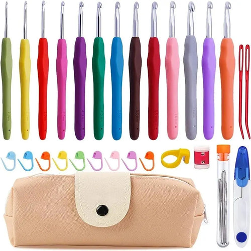 Multicolor Crochet Hooks Kit with Stitch Marker and Pencil Case