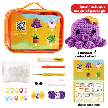 Green Dinosaur Crochet Kit - DIY Handmade Crochet Set