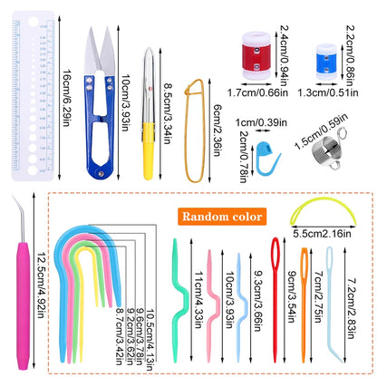 Colorful Knitting Needles Kit with Clips and Scissors Set