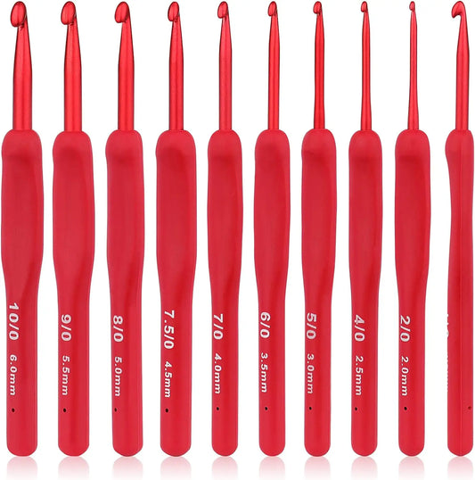 Ergonomic Crochet Hook Set - 9 Pieces with Silicone Handle