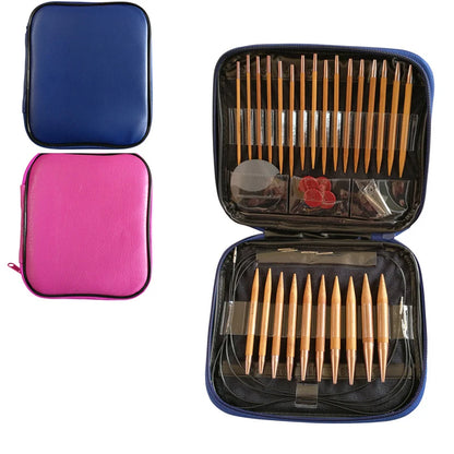 Bamboo Knitting Set - Deluxe Circular Needles & Crochet Hooks