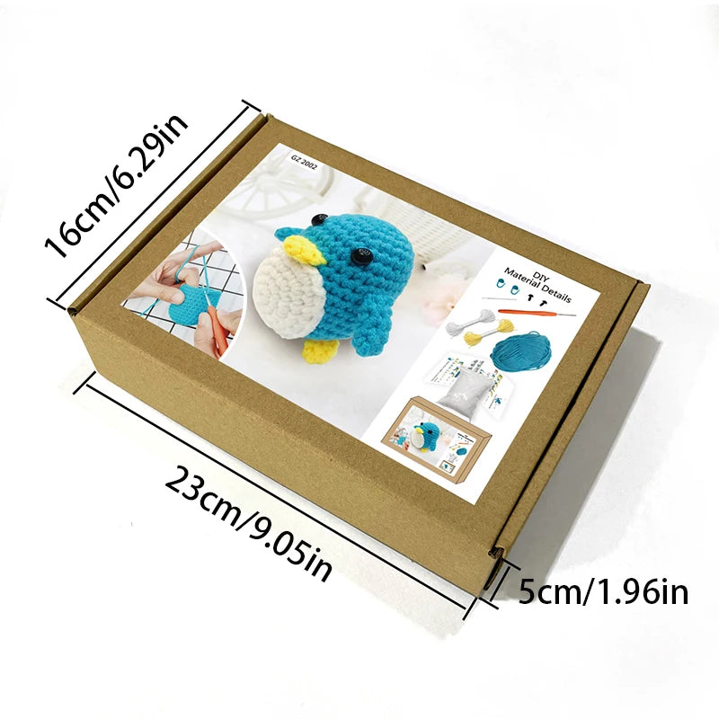 Blue Penguin Crochet Kit - DIY Knitting Craft Set