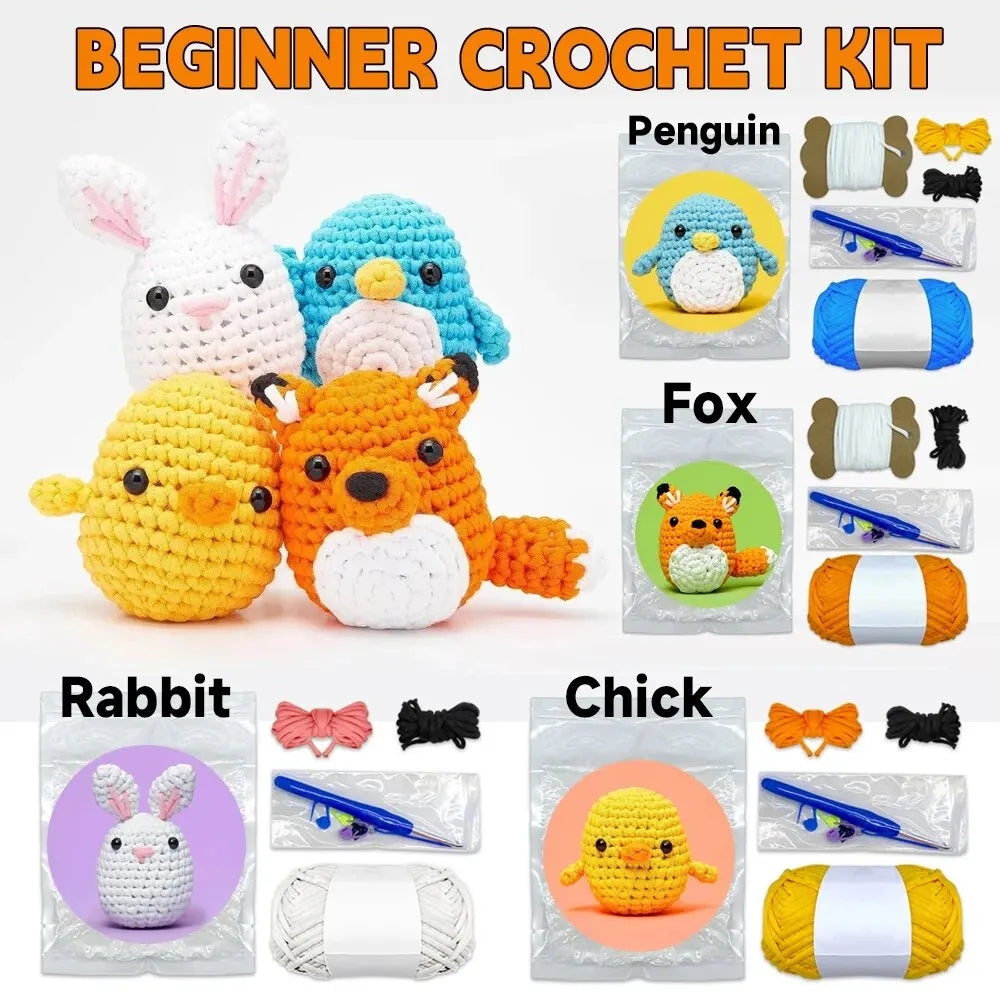 Orange Fox Crochet Kit - Kids Beginner Yarn Set