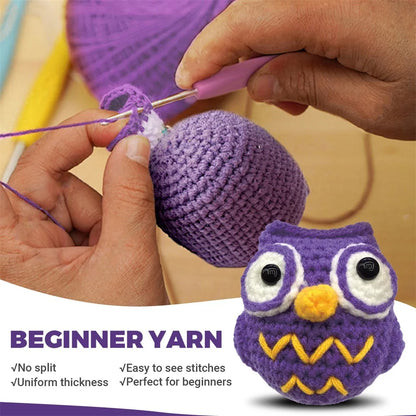 Blue Owl Crochet Kit - Beginner's DIY Plush Doll Set