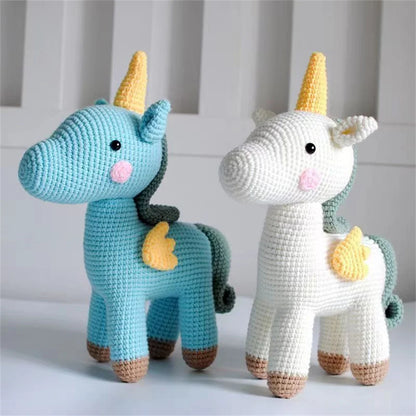 Blue Unicorn Crochet Kit - DIY Plush Doll Starter Set