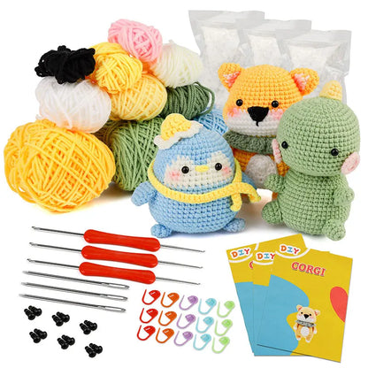 Animal Crochet Kit Bundle - DIY Plush Doll Set