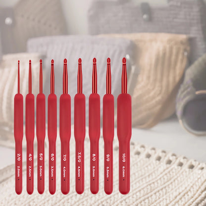 Ergonomic Crochet Hook Set - 9 Pieces with Silicone Handle