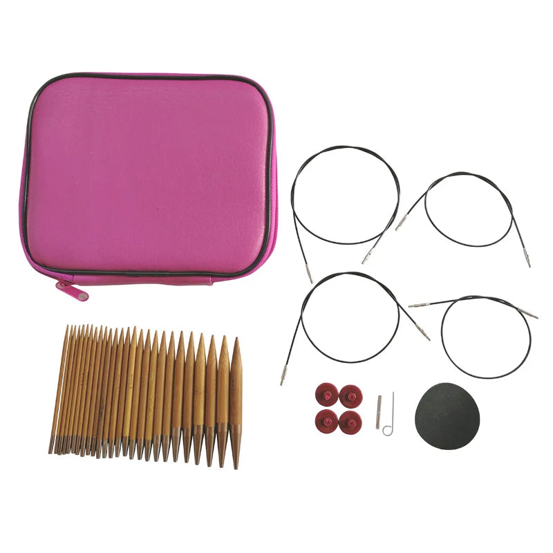 Bamboo Knitting Set - Deluxe Circular Needles & Crochet Hooks