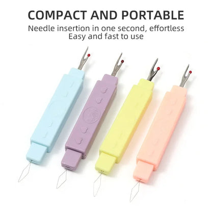 Sewing Needle Threader Kit - Portable Thread Cutter & Seam Ripper