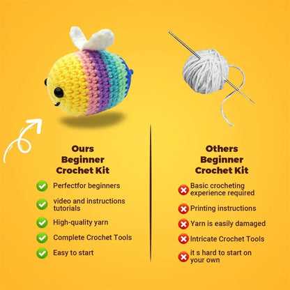 Beginner Bee Crochet Kit - DIY Plush Animal Craft Set