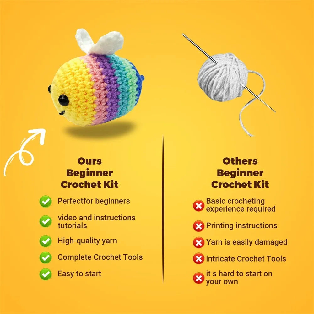 Rainbow Bee Crochet Kit - DIY Plush Doll Craft Set