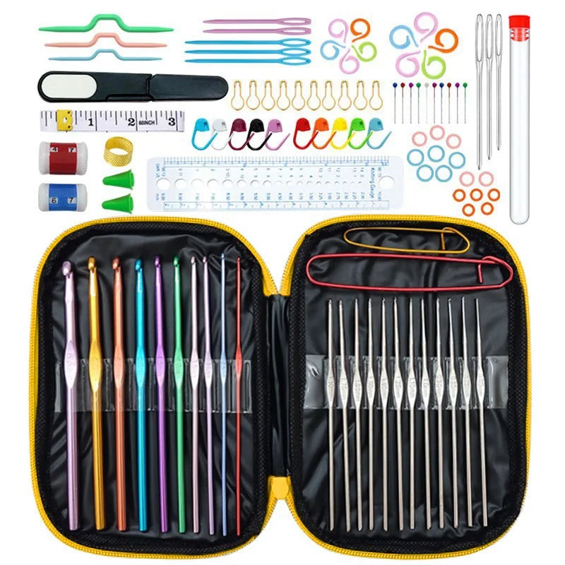 100 Piece Crochet Kit - Complete Aluminum Needle Set