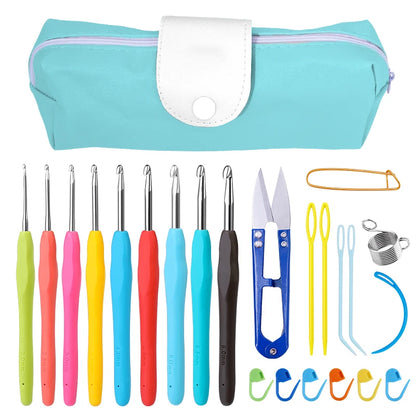 Colorful Knitting Needles Kit with Clips and Scissors Set