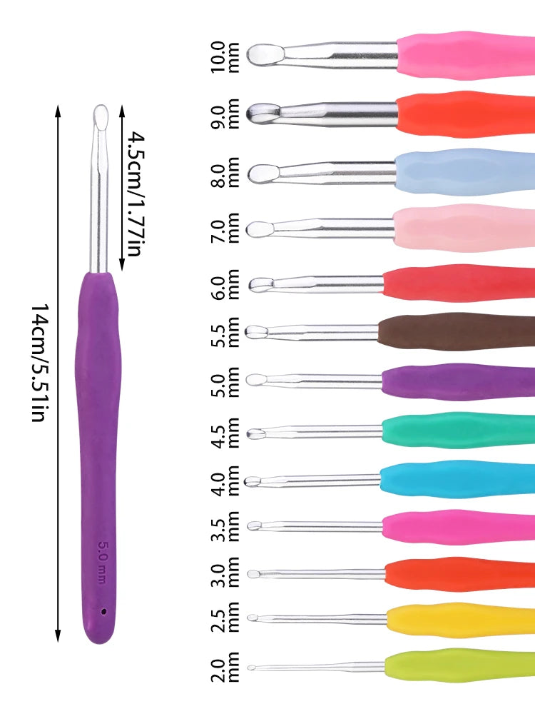 Colorful Knitting Needles Kit with Clips and Scissors Set