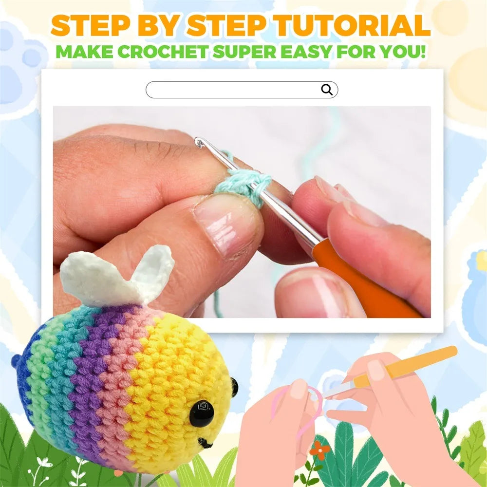 Beginner Bee Crochet Kit - DIY Plush Animal Craft Set