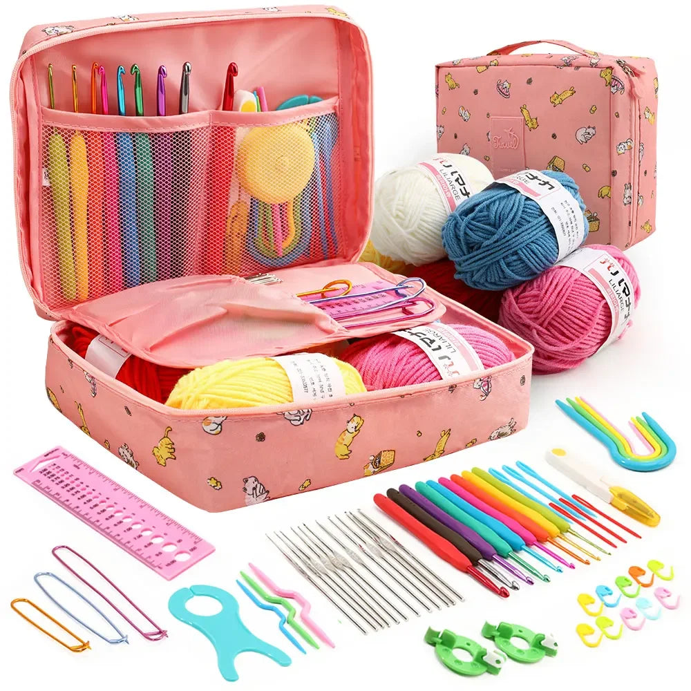 Portable 59Pcs Crochet Knitting Kit with Storage