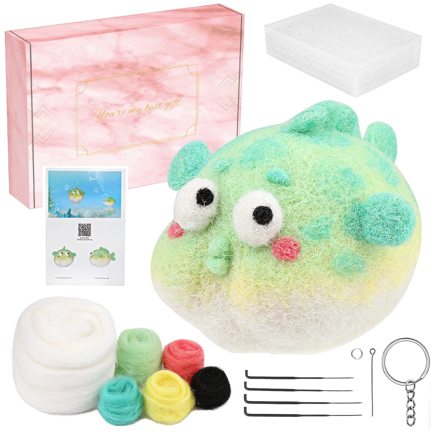 Pufferfish Crochet Kit - DIY Needle Felting Kit