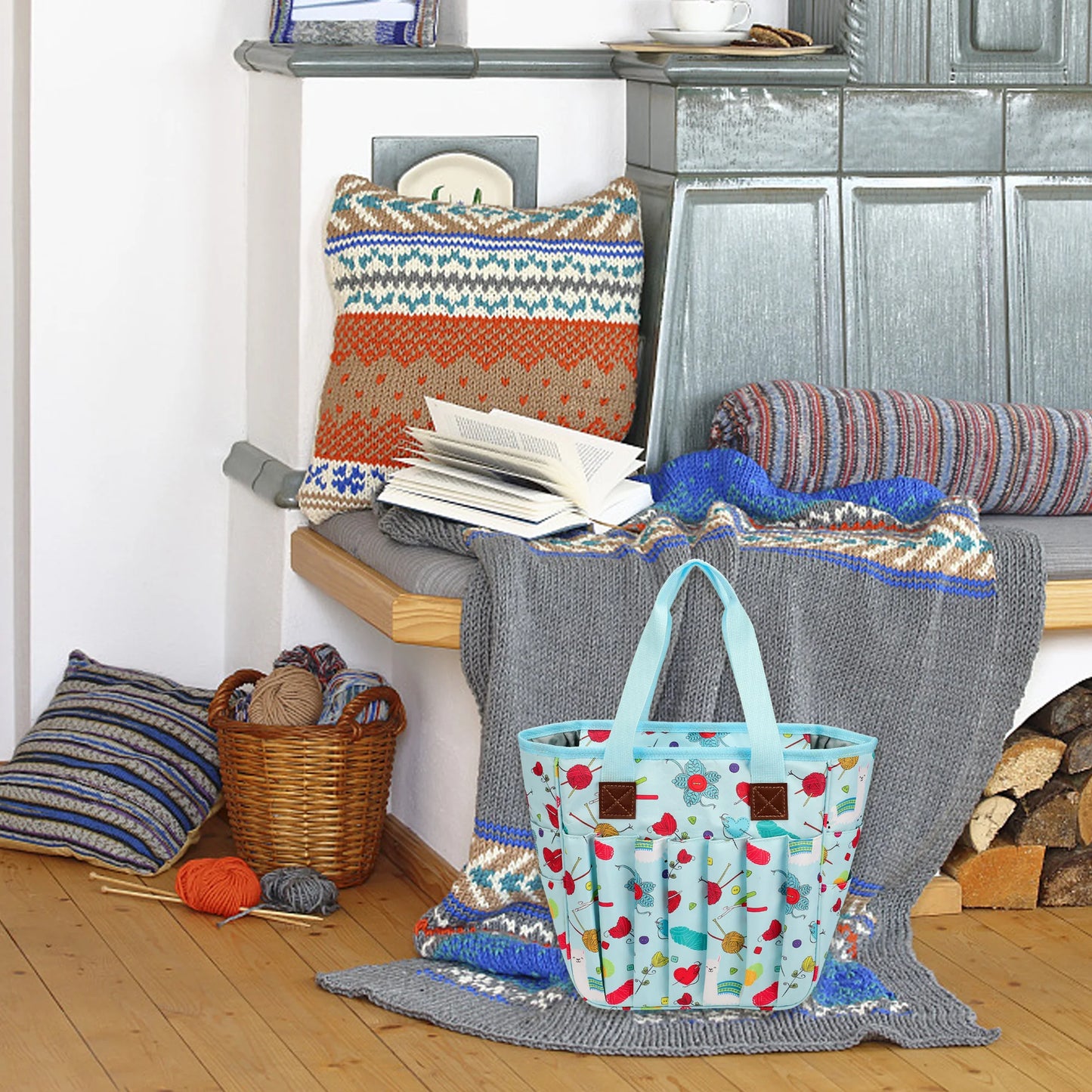 Knitting Tote Bag - Stylish Yarn Storage Organizer