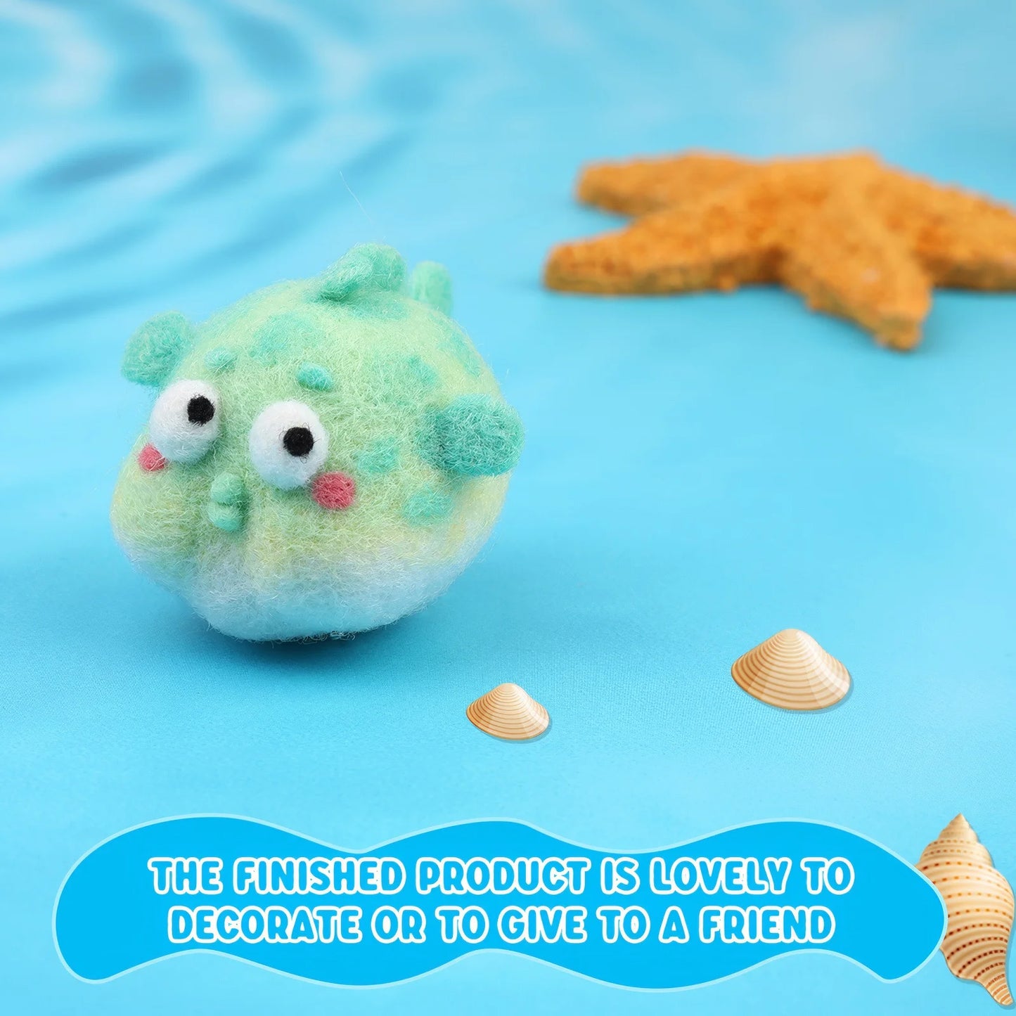 Pufferfish Crochet Kit - DIY Needle Felting Kit