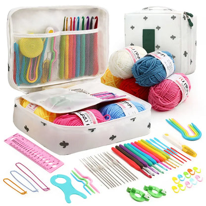 Portable 59Pcs Crochet Knitting Kit with Storage