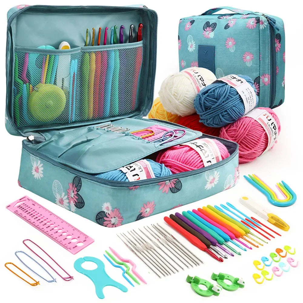 Portable 59Pcs Crochet Knitting Kit with Storage