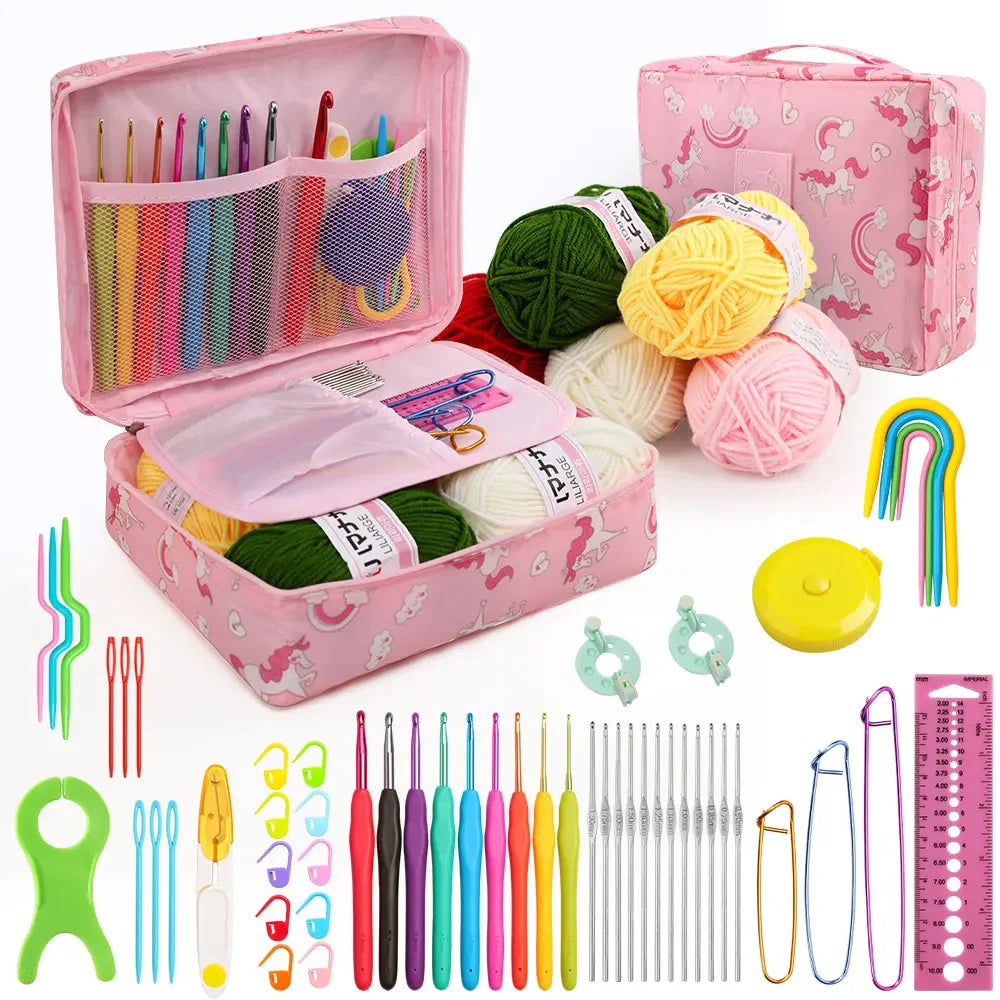 Portable 59Pcs Crochet Knitting Kit with Storage