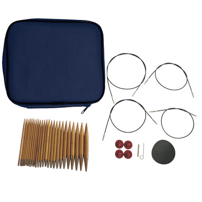 Bamboo Knitting Set - Deluxe Circular Needles & Crochet Hooks