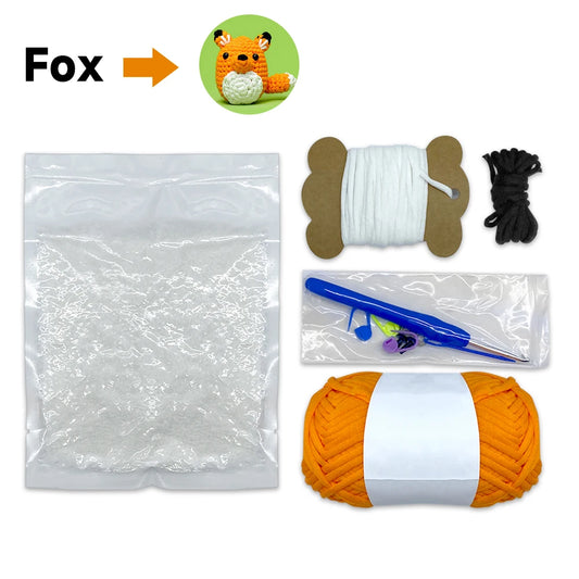 Orange Fox Crochet Kit - Kids Beginner Yarn Set