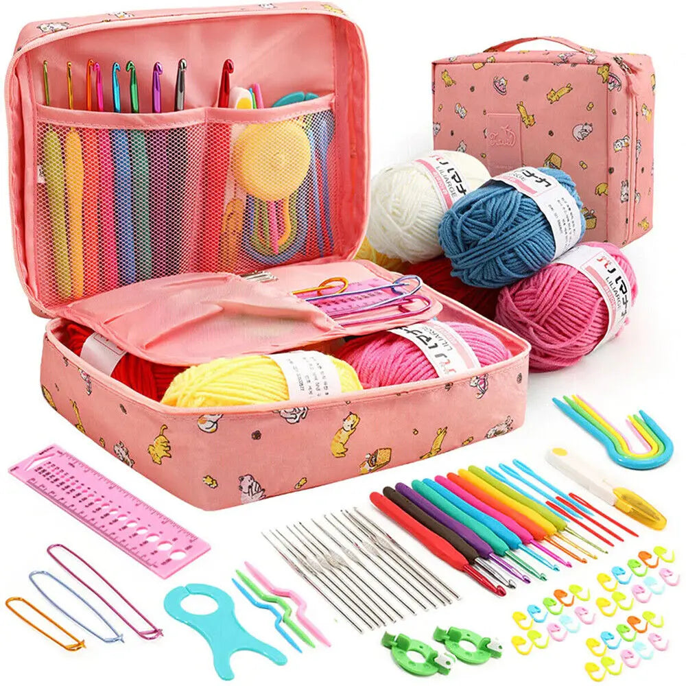 79Pcs Ergonomic Crochet Hook Set with Yarn and Knitting Needles