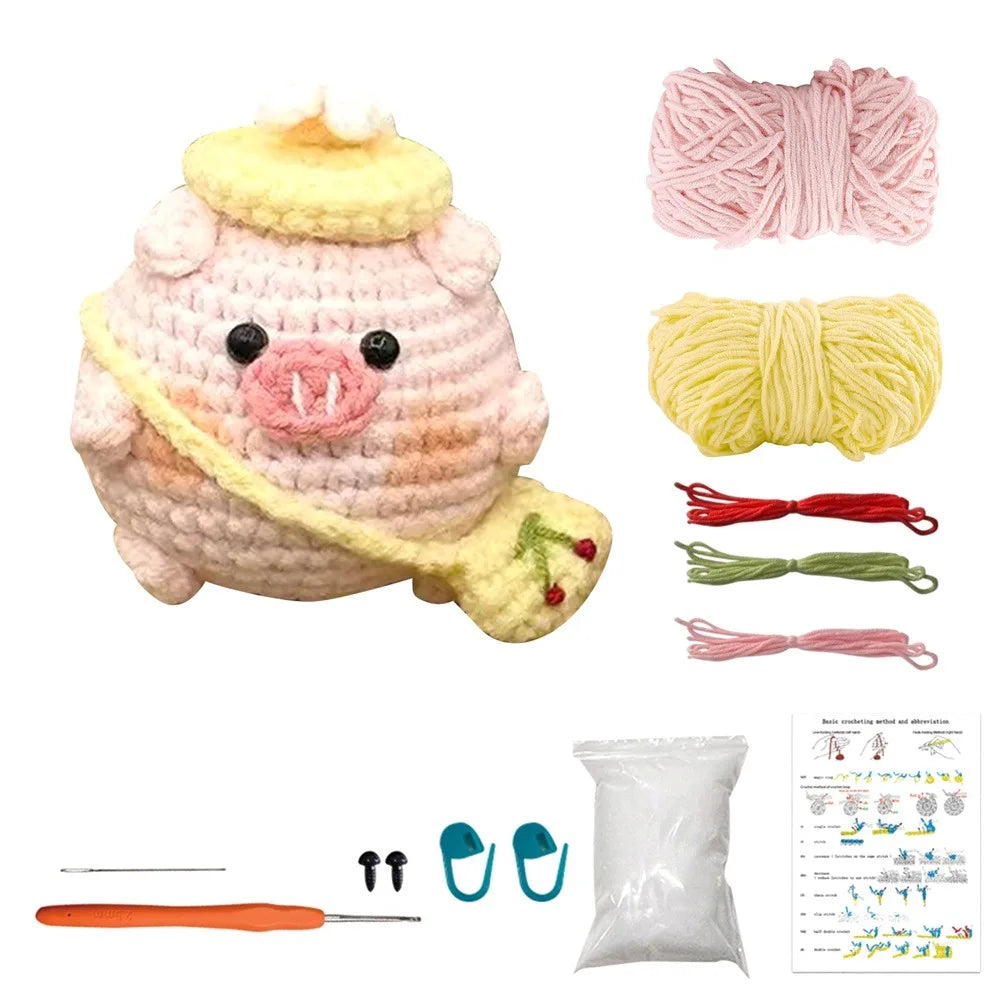 Pig Crochet Kit - DIY Plush Doll Craft Set