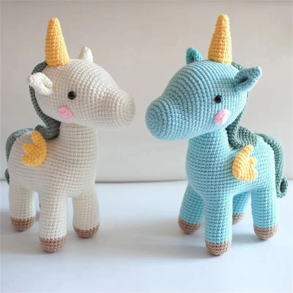 Blue Unicorn Crochet Kit - DIY Plush Doll Starter Set