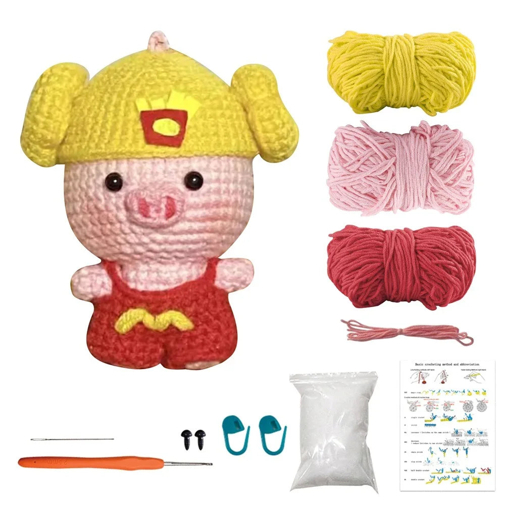 Pig Crochet Kit - DIY Plush Animal Craft Set