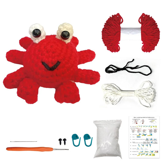 Red Crab Crochet Kit - DIY Plush Doll Craft Set