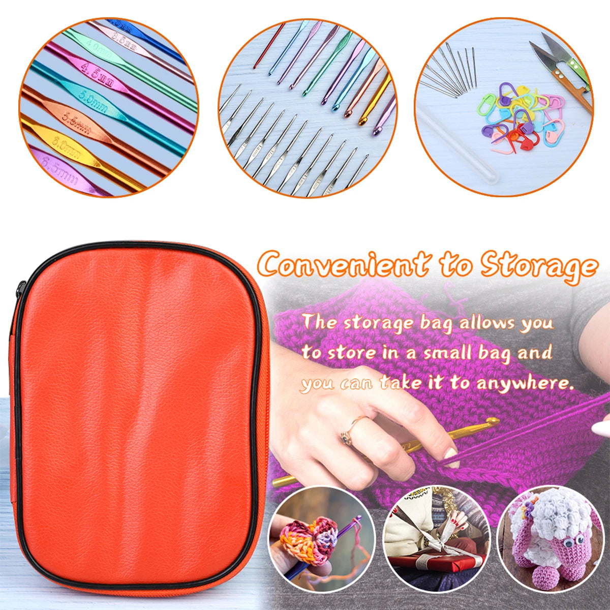 KRABALL 54PCS Ergonomic Crochet Needles Set with Storage Case